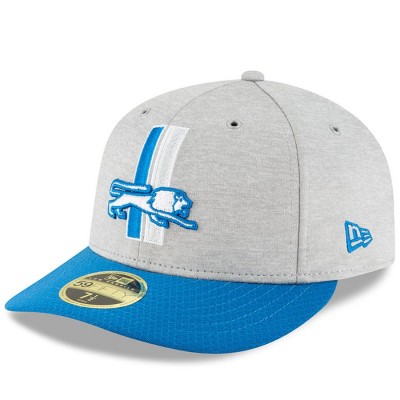 Men's Detroit Lions New Era Heather Gray/Blue 2018 NFL Sideline Home Historic Low Profile 59FIFTY Fitted Hat 3058516